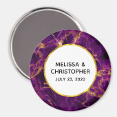 Moderne bruiloft Paars en gouden Abstracte marmer Magneet (Voorkant / Achterkant)