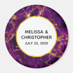 Moderne bruiloft Paars en gouden Abstracte marmer Magneet