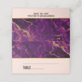 Moderne bruiloft Paars en gouden Abstracte marmer Plaatskaartje (Buitenkant ongevouwen)