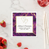 Moderne bruiloft Paars en gouden Abstracte marmer Servet (Insitu)