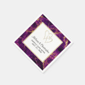 Moderne bruiloft Paars en gouden Abstracte marmer Servet (Hoek)