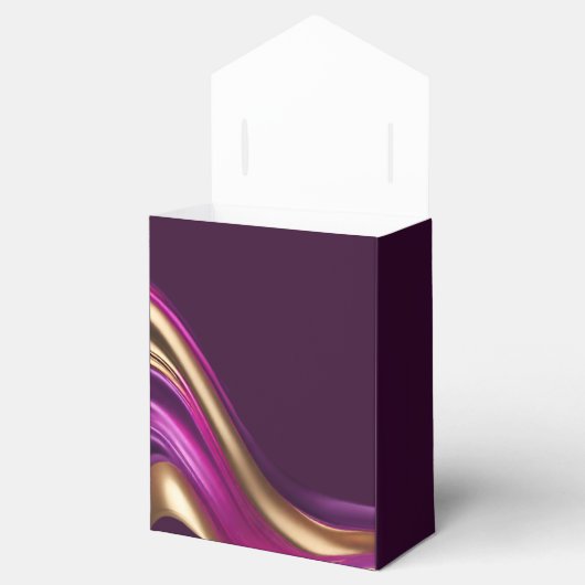 Moderne bruiloft-Paarse Fuchsia en Gold- Bedankdoosjes (Geopend)