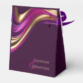 Moderne bruiloft-Paarse Fuchsia en Gold- Bedankdoosjes (Achterkant)