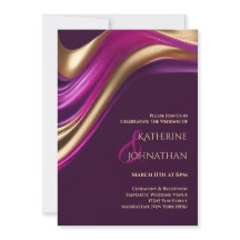 Moderne bruiloft-Paarse Fuchsia en Gold-