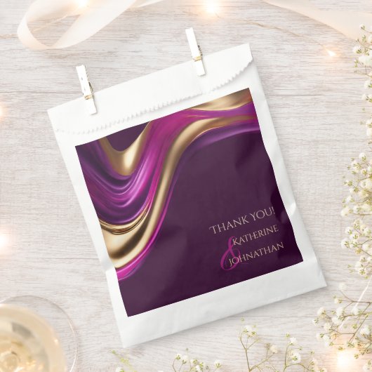 Moderne bruiloft-Paarse Fuchsia en goud Bedankzakje (Geknipt)