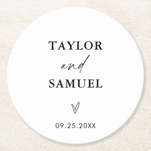 Moderne bruiloft papier Onderzetters | Minimalisti (Voorkant)