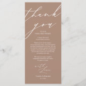 Moderne bruiloft plaats instelling Dank u Diner Ka Programmakaart (Voorkant)