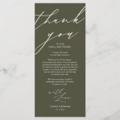 Moderne bruiloft plaats instelling Dank u Diner Ka Programmakaart (Voorkant)