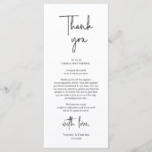 Moderne bruiloft Plaats Instelling Diner Bedankt v Programmakaart (Voorkant)