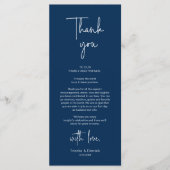 Moderne bruiloft Plaats Instelling Diner Bedankt v Programmakaart (Voorkant)
