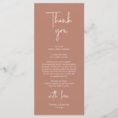 Moderne bruiloft Plaats Instelling Diner Bedankt v Programmakaart (Voorkant)