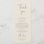 Moderne bruiloft Plaats Instelling Diner Bedankt v Programmakaart (Voorkant)