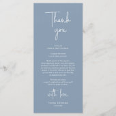 Moderne bruiloft Plaats Instelling Diner Bedankt v Programmakaart (Voorkant)