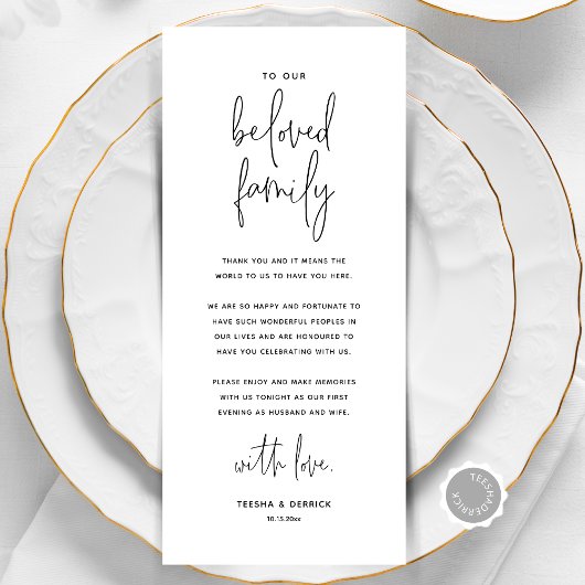 Moderne bruiloft Plaats instelling Hartelijk dank Programmakaart