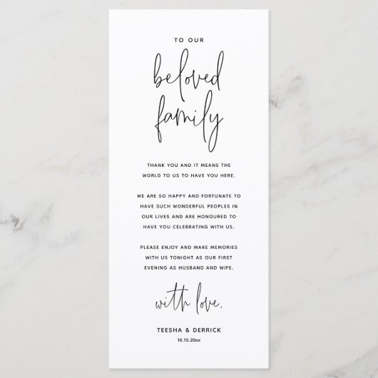 Moderne bruiloft Plaats instelling Hartelijk dank Programmakaart (Voorkant)