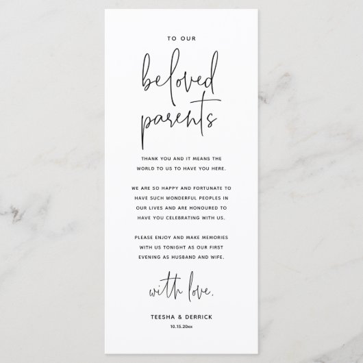 Moderne bruiloft Plaats instelling Hartelijk dank Programmakaart (Voorkant)