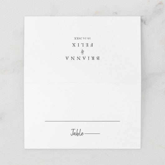 Moderne bruiloft plaats kaart plaatskaartje (Buitenkant ongevouwen)