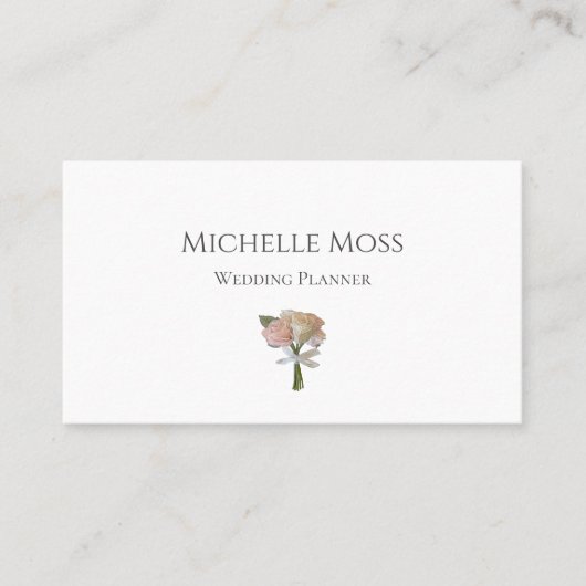 Moderne Bruiloft Planner Blush Roze Rozen Visitekaartje (Voorkant)