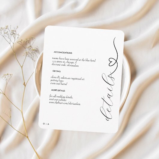 Moderne bruiloft | Planning en details | Zwart-wit Informatiekaartje