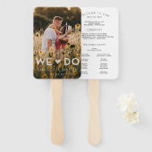 Moderne bruiloft programma fans die we doen met fo handwaaier (Voorkant en achterkant)