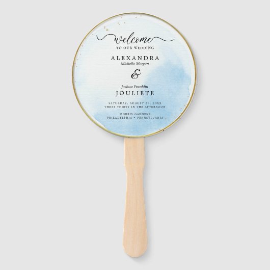 Moderne bruiloft programma Hand Fan Handwaaier (Voorkant)