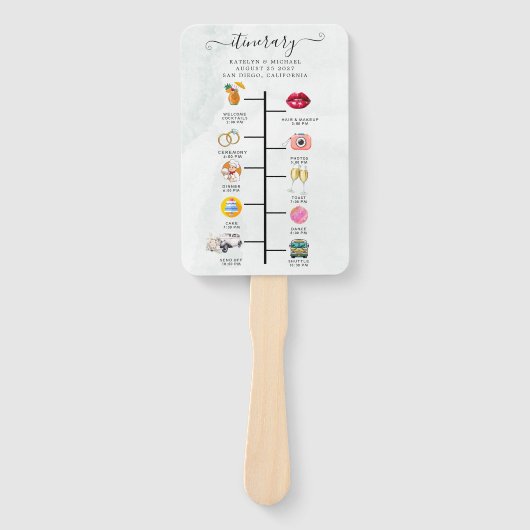 Moderne bruiloft programma Hand Fan Handwaaier (Voorkant)