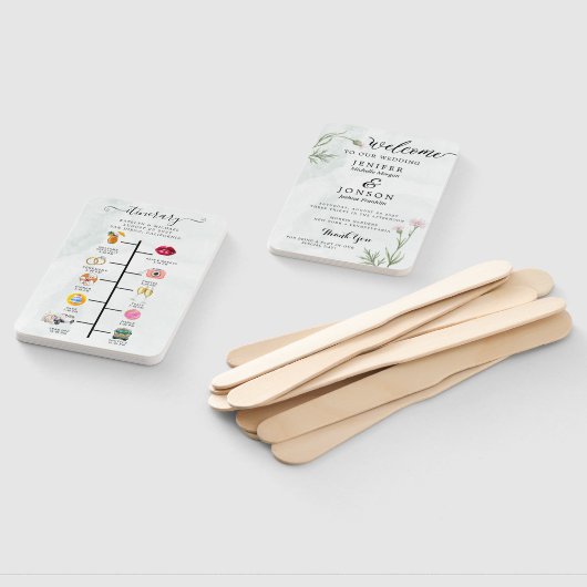 Moderne bruiloft programma Hand Fan Handwaaier (Niet-gemonteerd)