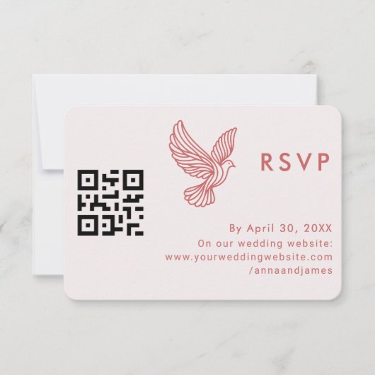 Moderne bruiloft QR-code Minimalistisch Elegant Qu RSVP Kaartje (Voorkant)
