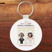 Moderne bruiloft QR-code Naam Datum foto Website Sleutelhanger (Voorkant)