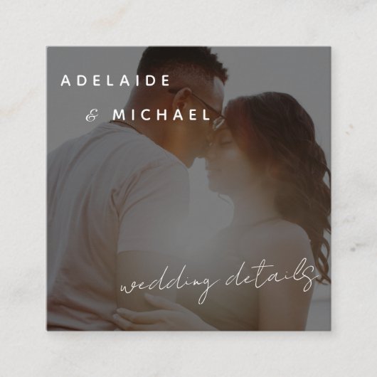 Moderne bruiloft QR Code RSVP Details Foto Informatiekaartje (Voorkant)