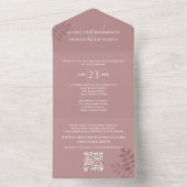 Moderne bruiloft QR-code RSVP-Roos All In One Uitnodiging (Binnen)