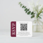 Moderne bruiloft QR RSVP Foto Burgundy and White Informatiekaartje (Staand voorkant)