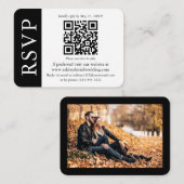 Moderne bruiloft QR RSVP-foto zwart-wit Informatiekaartje (Voorkant / Achterkant)