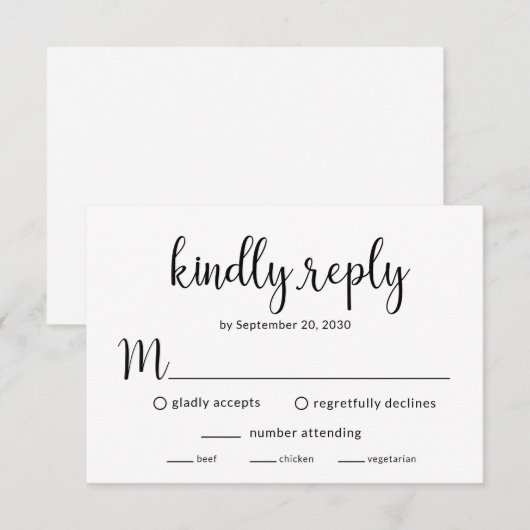 Moderne bruiloft receptie RSVP kaart (Voorkant / Achterkant)