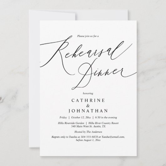 Moderne bruiloft repetitie diner viering kaart (Voorkant)