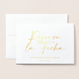 Moderne bruiloft Reserva la Fecha crème Gold Save  Folie Kaarten