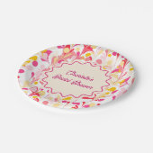 Moderne Bruiloft Retro Abstract Roze Golf Papieren Bordje (Gekanteld)