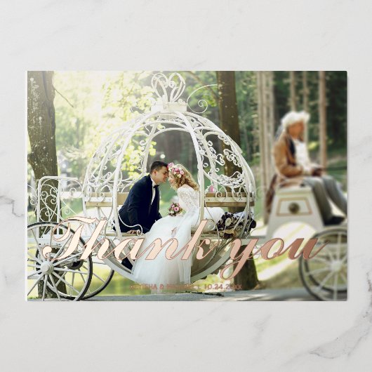 Moderne bruiloft roos folie bruiloft bedankt voor  folie feestdagenkaart (Voorkant)