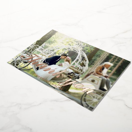 Moderne bruiloft roos folie bruiloft bedankt voor  folie feestdagenkaart (Gedraaid)