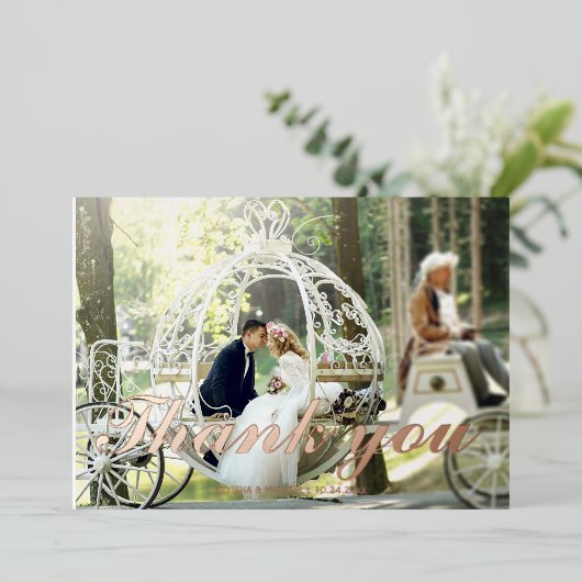 Moderne bruiloft roos folie bruiloft bedankt voor  folie feestdagenkaart (Staand Voorkant)