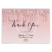 Moderne bruiloft roze glitter druppels dank u groot cadeauzakje (Voorkant)