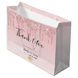 Moderne bruiloft roze glitter druppels dank u groot cadeauzakje