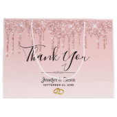 Moderne bruiloft roze glitter druppels dank u groot cadeauzakje (Achterkant)