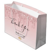 Moderne bruiloft roze glitter druppels dank u groot cadeauzakje (Achterkant Gekanteld)