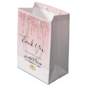 Moderne bruiloft roze glitter druppels dank u medium cadeauzakje (Achterkant Gekanteld)