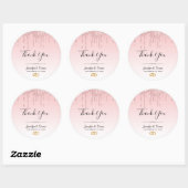 Moderne bruiloft roze glitter druppels dank u ronde sticker (Vel)