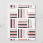 Moderne bruiloft roze Waterverf trendy gestreept Kaart (Achterkant)