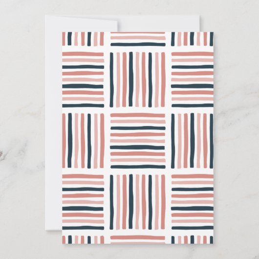 Moderne bruiloft roze Waterverf trendy gestreept Kaart (Achterkant)