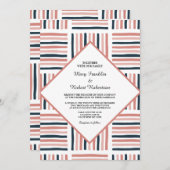 Moderne bruiloft roze Waterverf trendy gestreept Kaart (Voorkant / Achterkant)