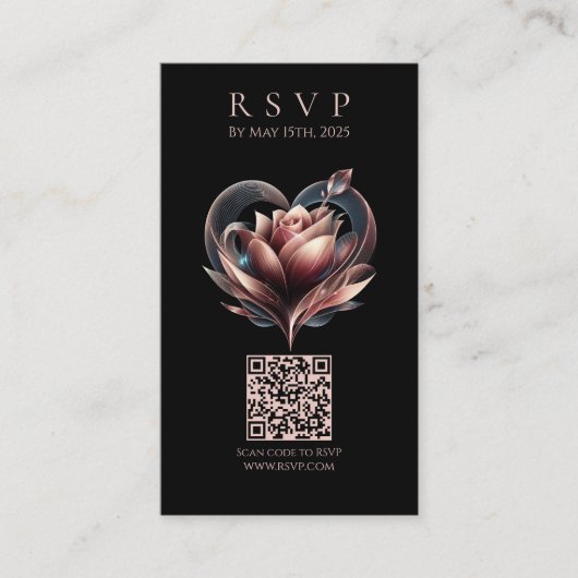 Moderne bruiloft RSVP Blush Pink Rose Visitekaartje (Voorkant)